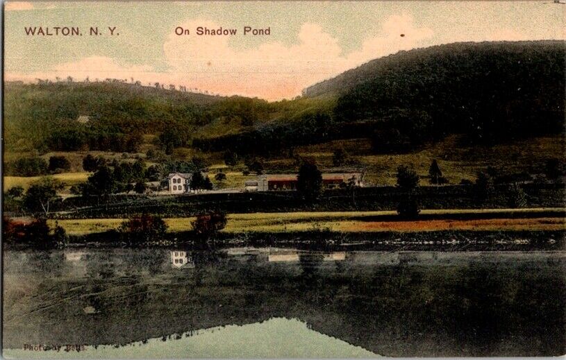 Vintage Postcard On Shadow Pond Walton NY New York                         D-226