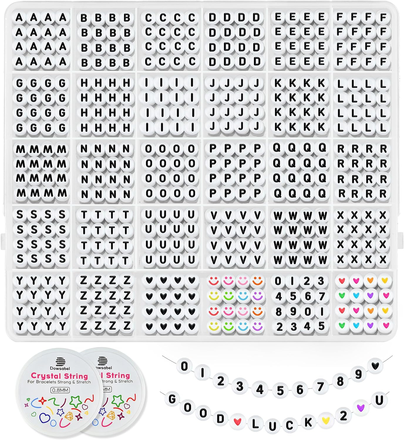 1520 PCS Letter Beads, 30 Styles Friendship Bracelet Kit, 4X7Mm round Number Alp
