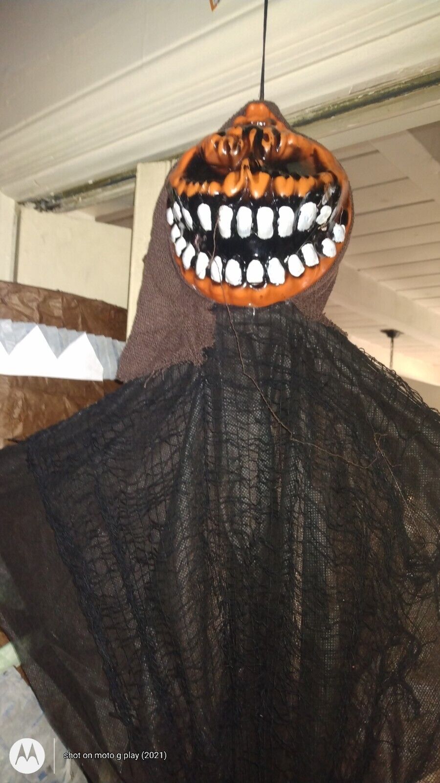 Halloween Hanging 24in Scary Pumpkin Head Demon