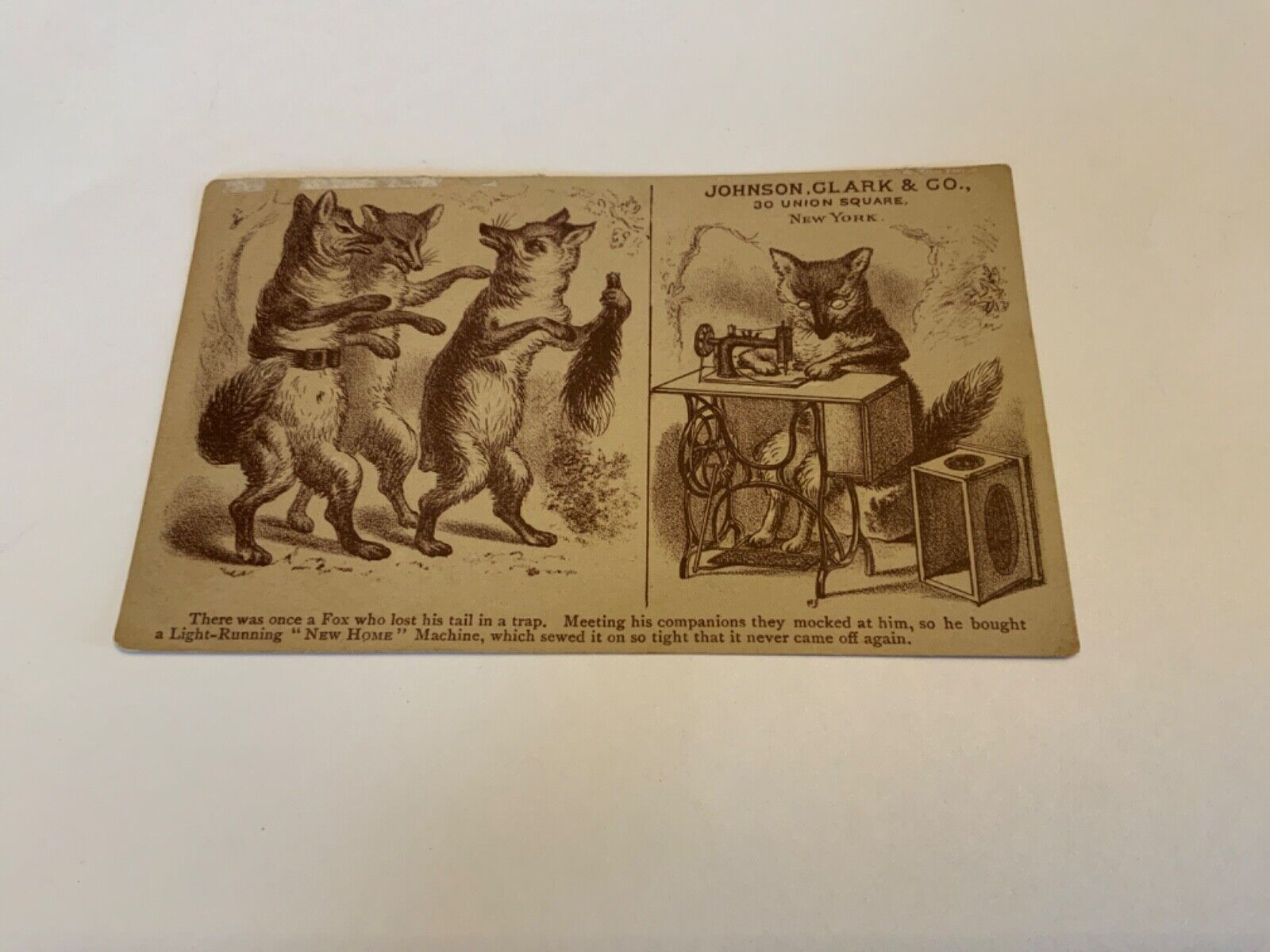 Vintage 1880s VICTORIAN Trade Card - Johnson Clark & Co. Union Sq. NYC 