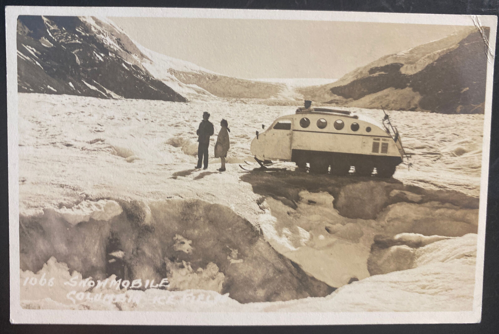 Mint USA Real Picture Postcard RPPC Snow Mobile Columbia ice Field