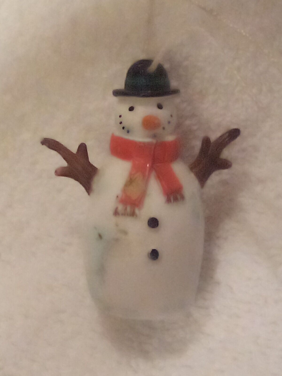 Vintage Hand-painted Wooden Snowman Ornament (Rare)
