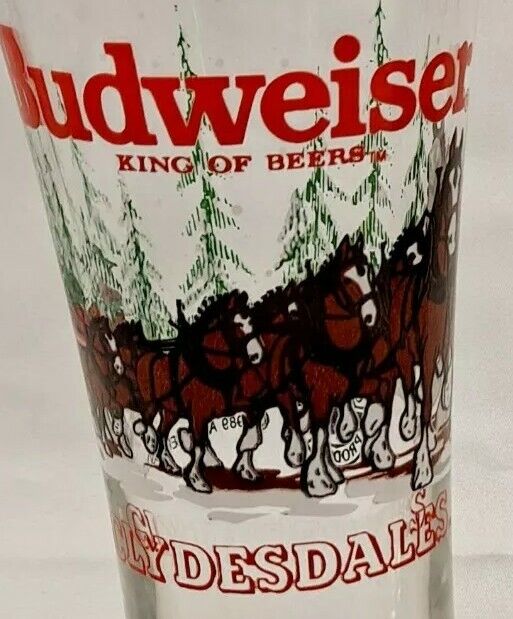 Two Vintage BUDWEISER CHRISTMAS 1989 Clydesdale PILSNER BEER Glasses