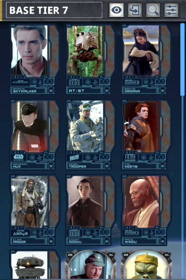 Topps Star Wars Card Trader: Pick any (9) from Common to Rare and Base Tier 5-7