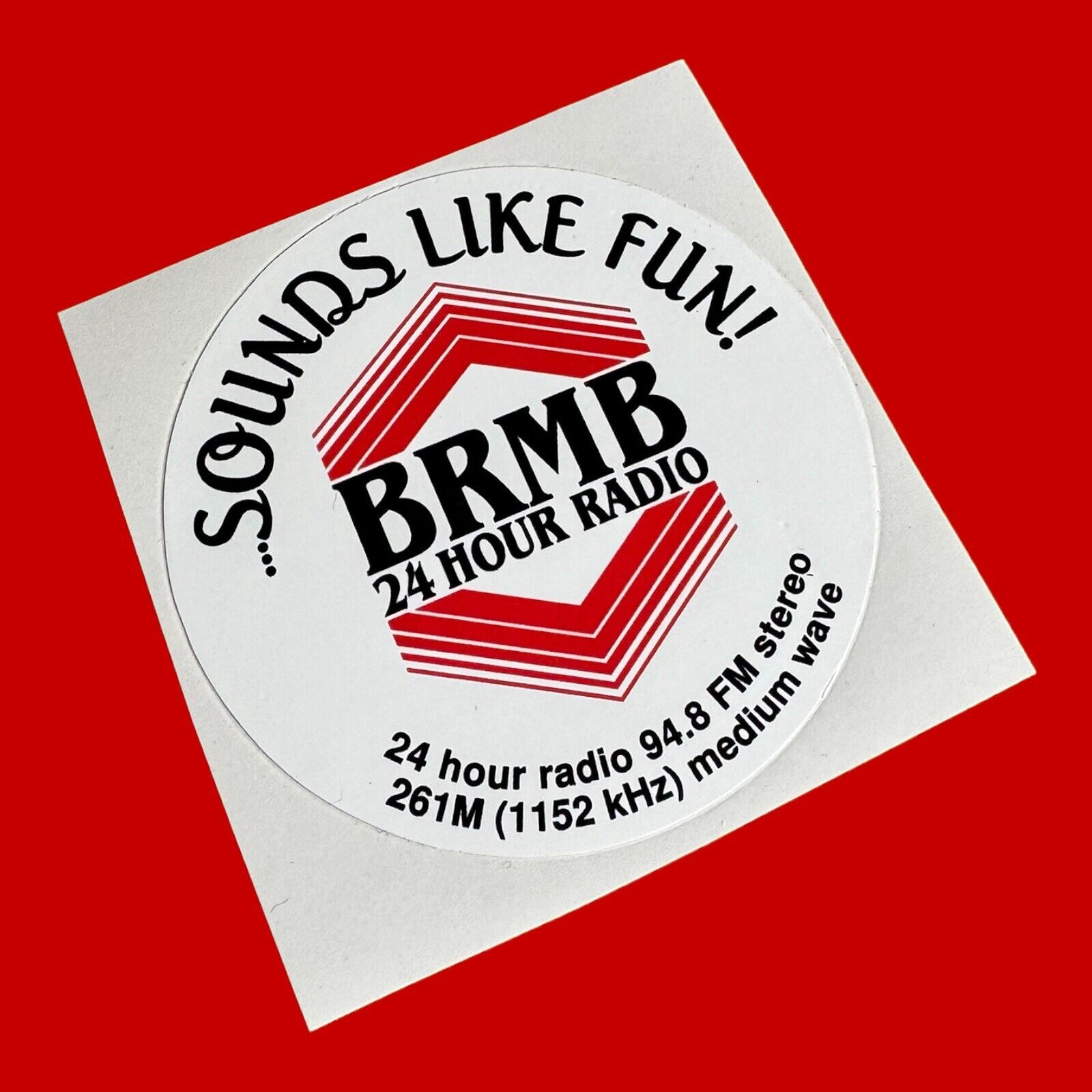 Vintage Radio BRMB 94.8 FM Station Window Vinyl Sticker 60s 70s 80s Classic Fun