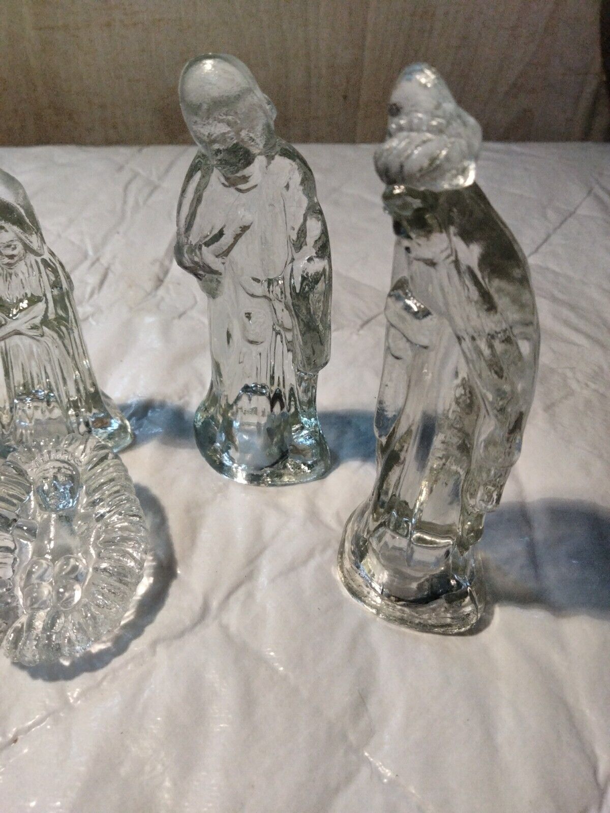 Vintage 1990s House of Lloyd Christmas Clear Glass Nativity Set of 6 Figurines