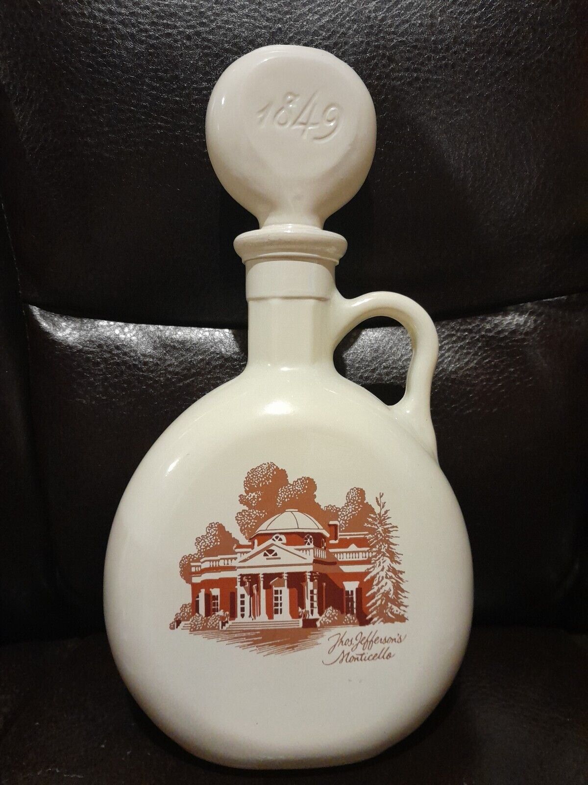 Vtg Old Fitzgerald Thomas Jefferson\'s Monticello Empty Bourbon Decanter Bottle