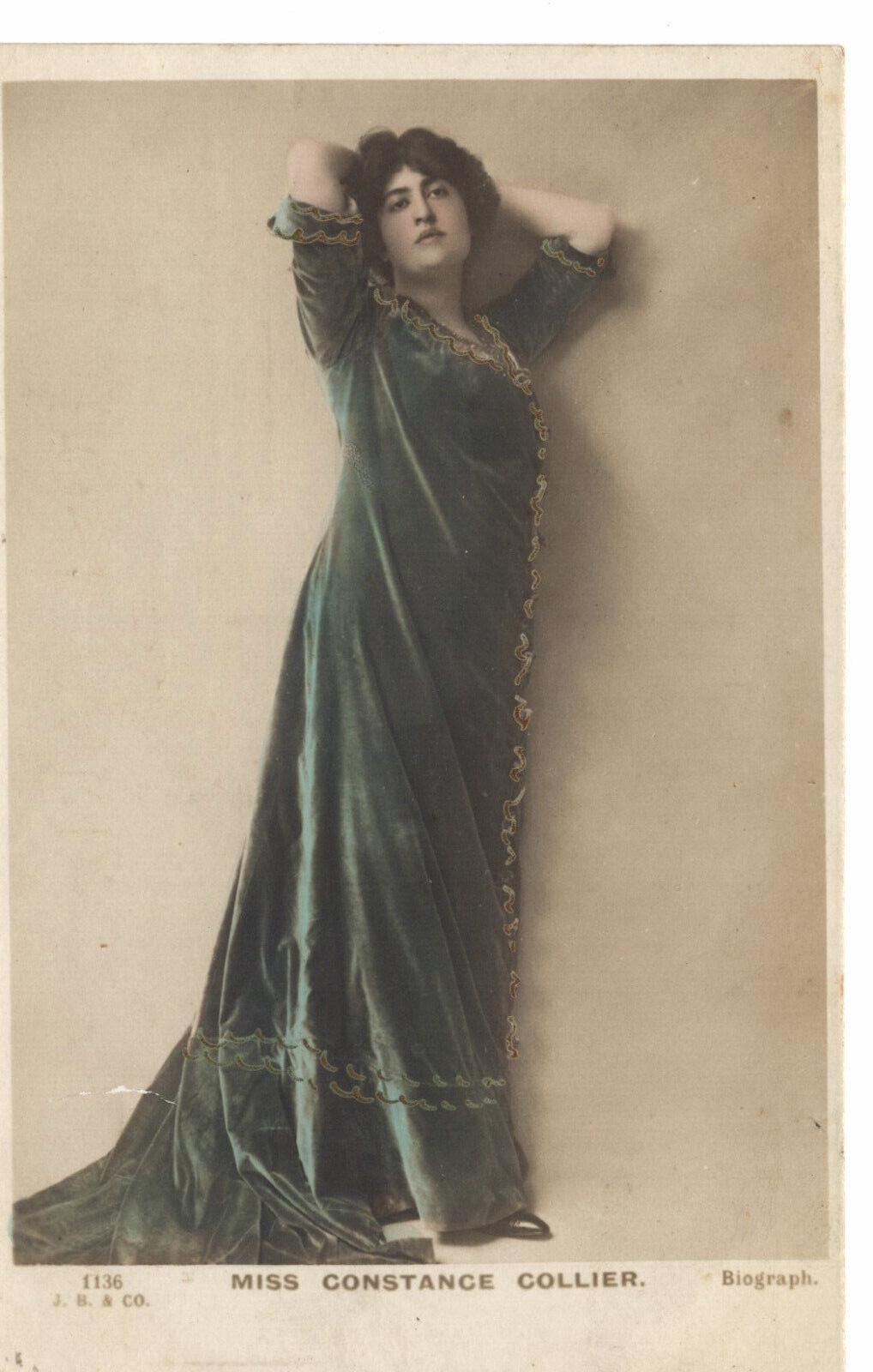 Postcard Constance Collier Stage Film Actress Green Velvet Dress -8192