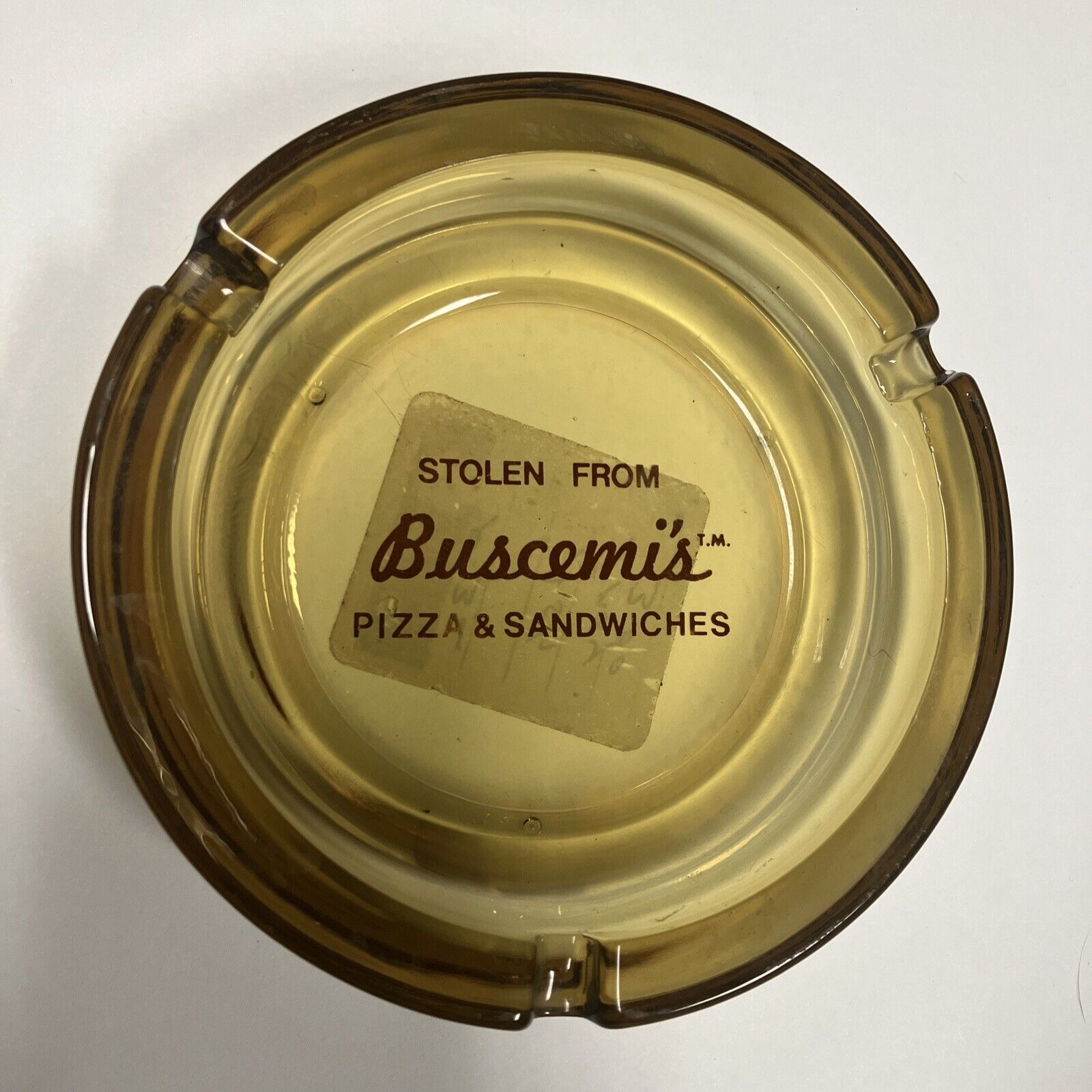 Vintage Antique Ash Tray “stolen From Buscemi’s” Pizza And Sandwiches”