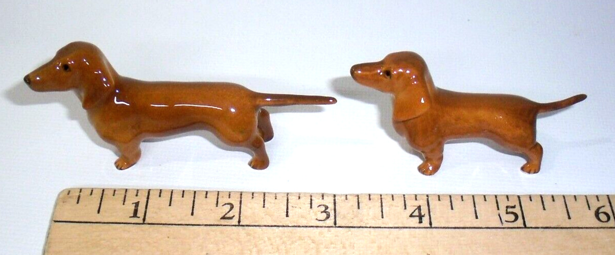 Vintage Bone China Dachshund Weiner Dogs Family of 2 Figurines Miniature