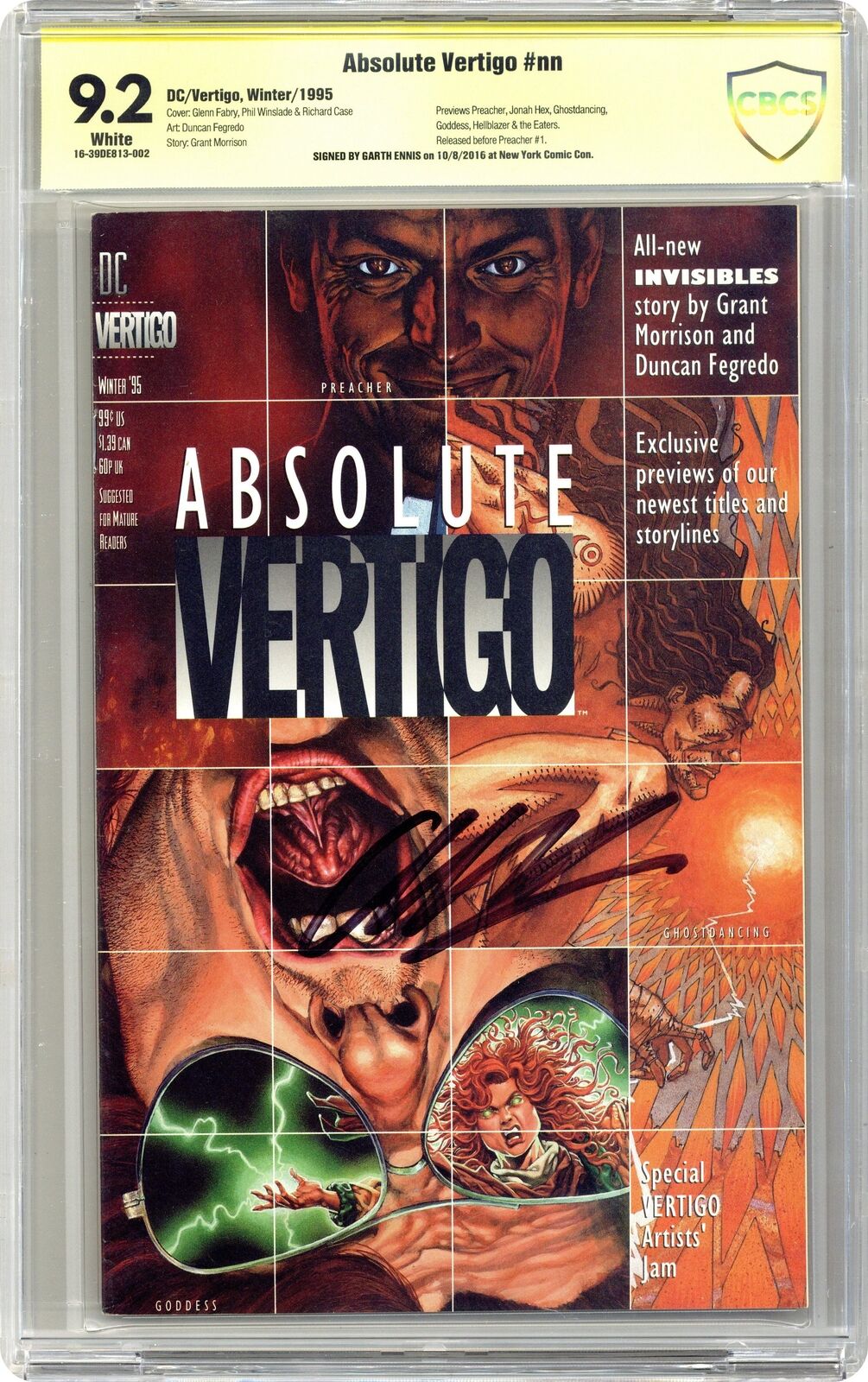 Absolute Vertigo #1 CBCS 9.2 SS Ennis 1995 16-39DE813-002