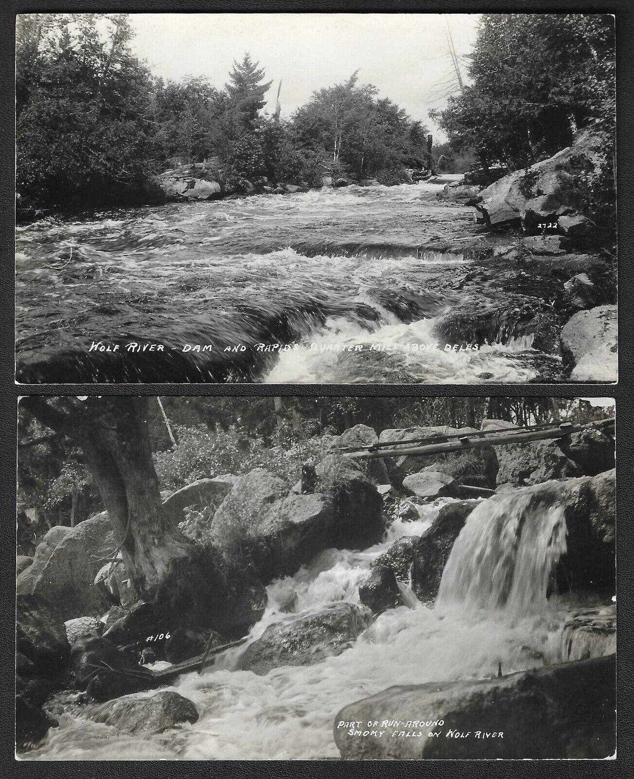 Vintage SET OF 2 WISCONSIN WOLF RIVER VIEWS RPPC REAL PHOTO POSTCARDS
