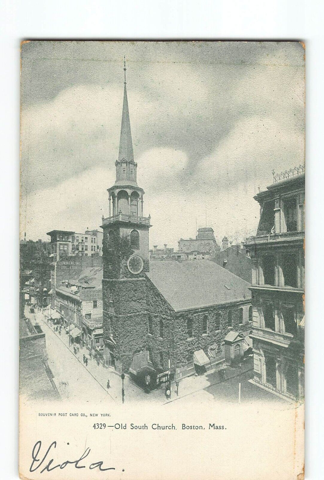 Old Vintage 1905 Postcard of Old South Church Boston MA