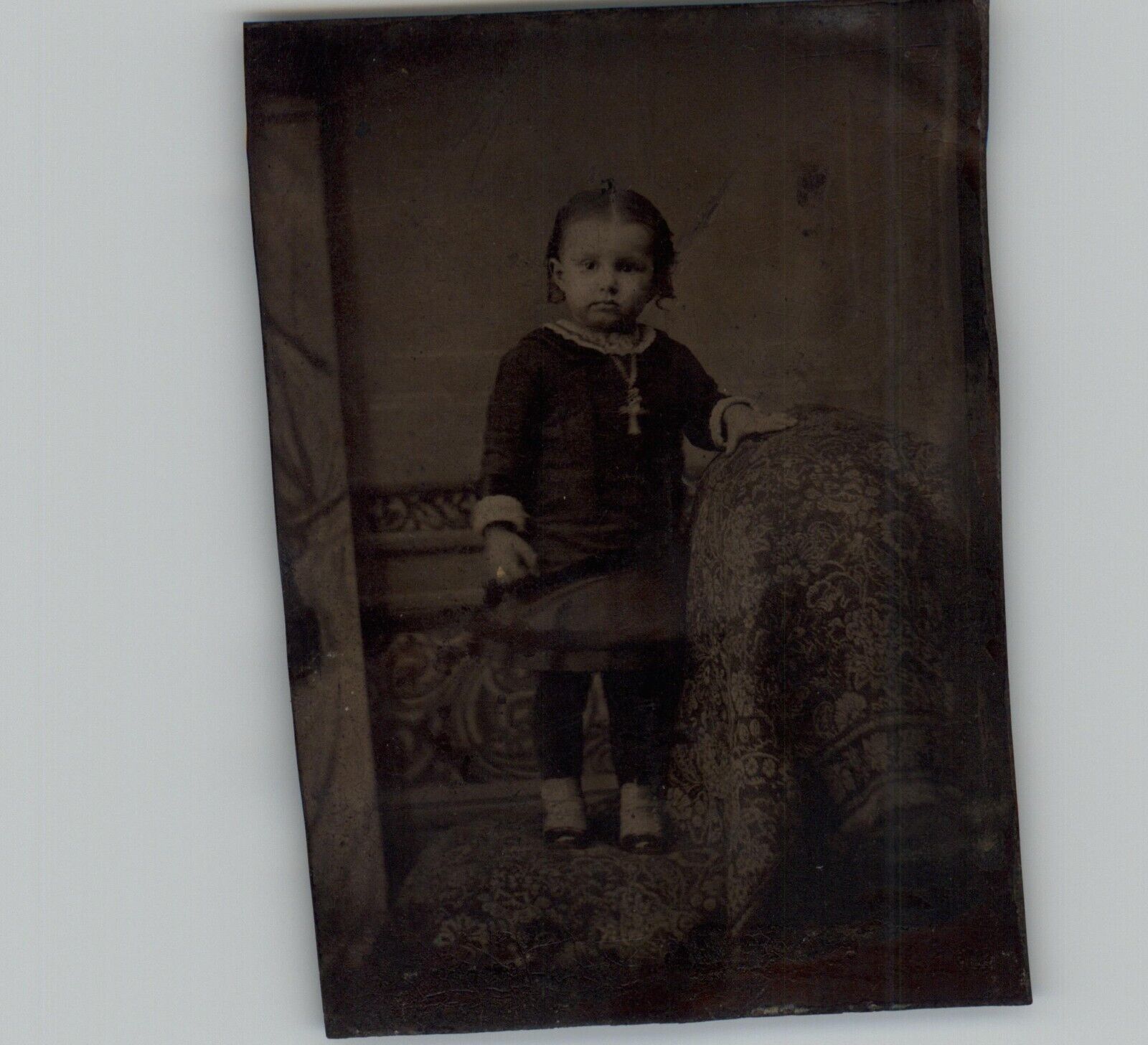 Antique 1800\'s Tin Type Photo Of a Young Girl