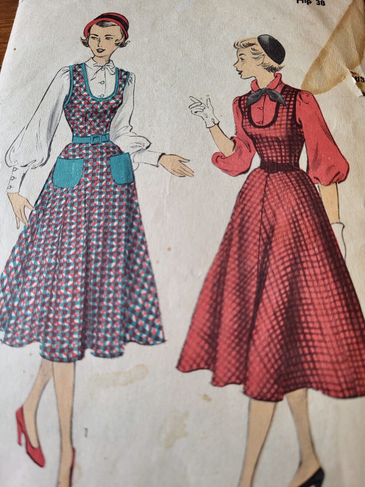 Vintage 1950s Sewing Pattern Advance 5919. Jumper Blouse Large SZ 17 B 35 FF
