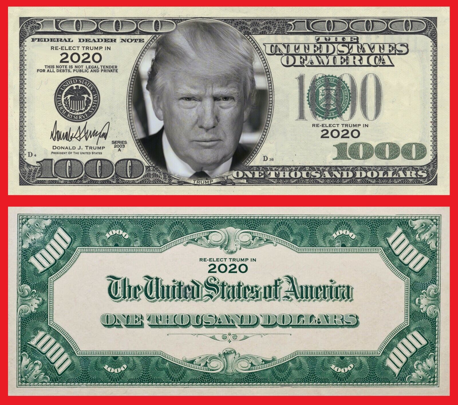 100pk In Trump 1000 Dollar Bills  2020 Dollar  MAGA Novelty Funny Money Must Hav