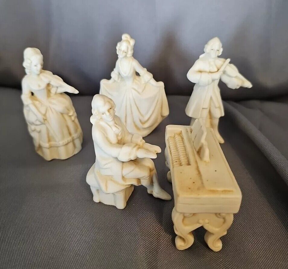 Vtg Musical Ceramic Victorian Dancing Figures Piano Instruments Occupied Japan