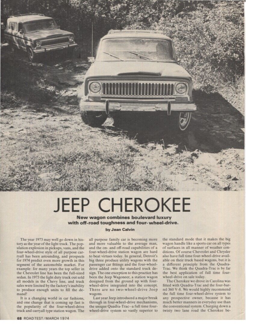 1974 JEEP CHEROKEE SUV ROAD TEST 4 PAGE Article