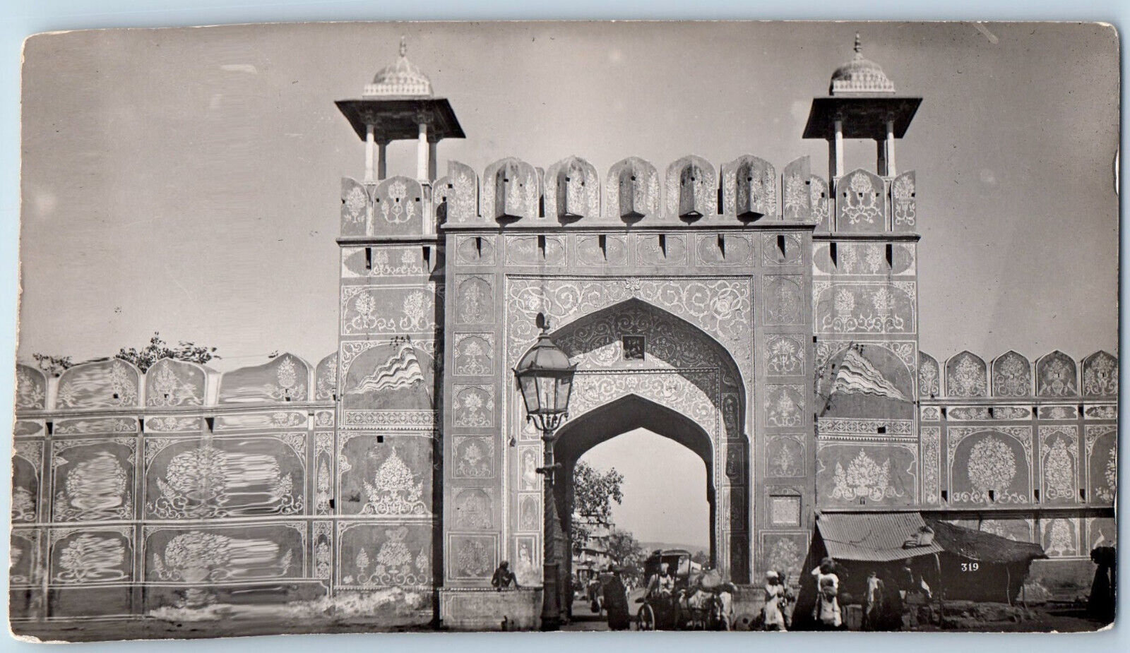 Jaipur India Postcard Scene at the Entrance Gate 1936 Vintage RPPC Photo
