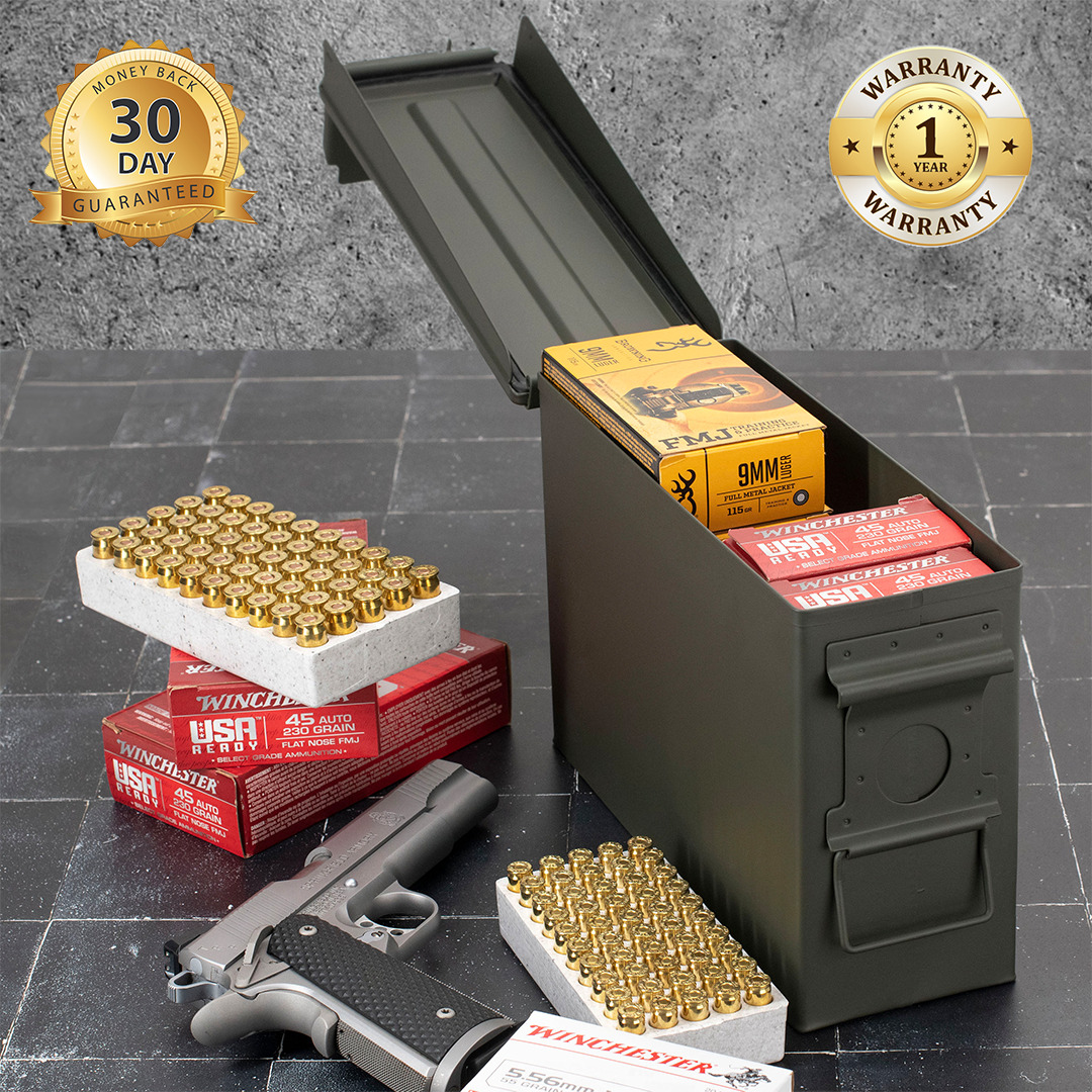 30 Cal Metal Ammo Can – Military Steel Box Shotgun Rifle Nerf Gun Ammo Storage
