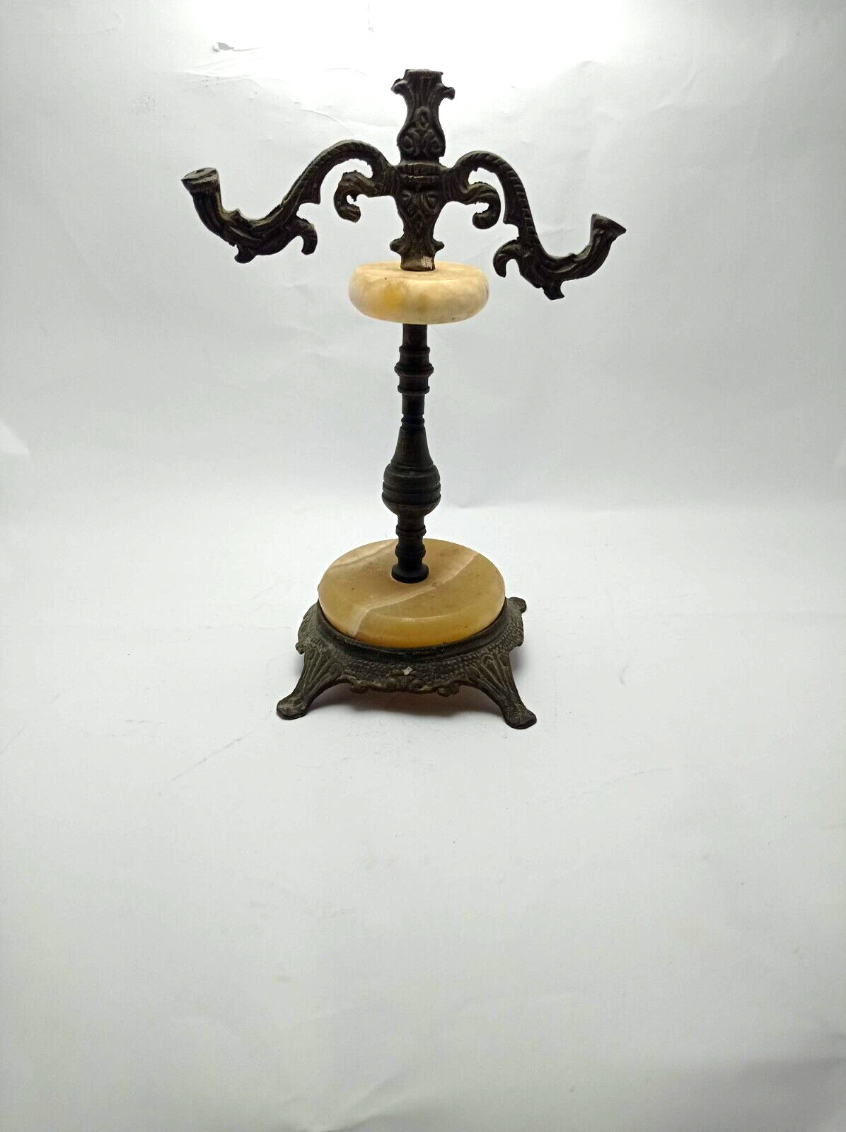 Antique Brass Candlestick Vintage With Marble Solid Decor Holders Style Elegant