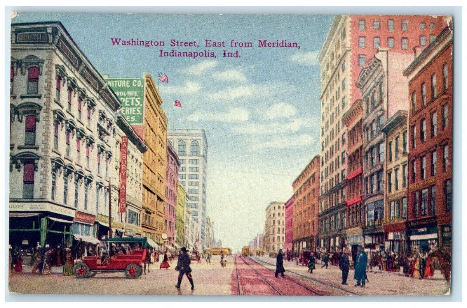 c1910 Washington Street east Meridian Exterior Indianapolis Indiana IN Postcard