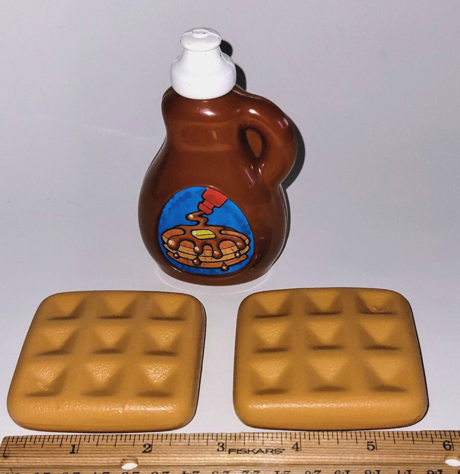 Vintage Little Tikes Pretend Play Kitchen Food ~ 2 Waffles & Syrup Bottle