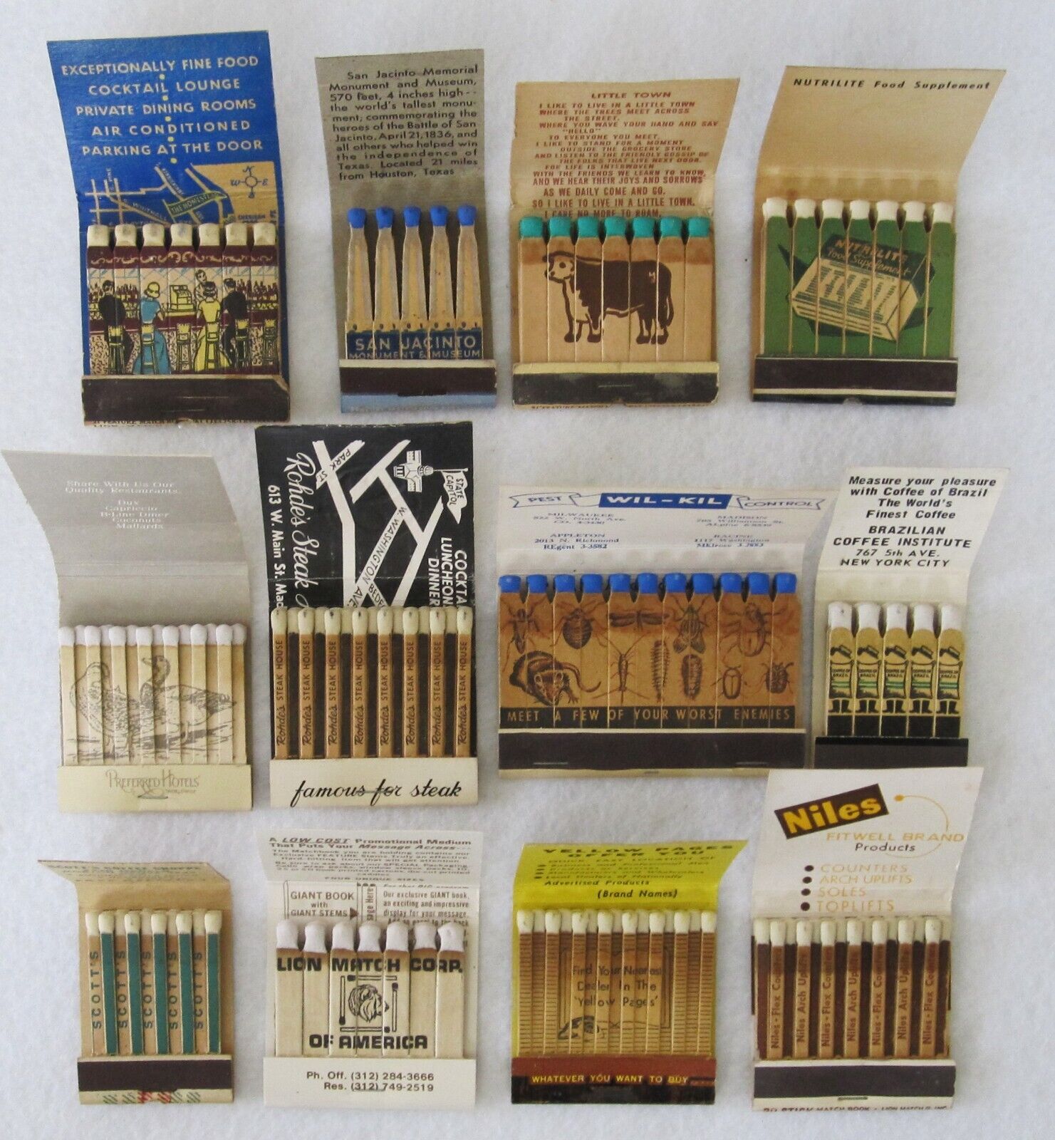 Vintage Lot Feature Matchbooks ~ Advertisement Graphics and Printed Sticks