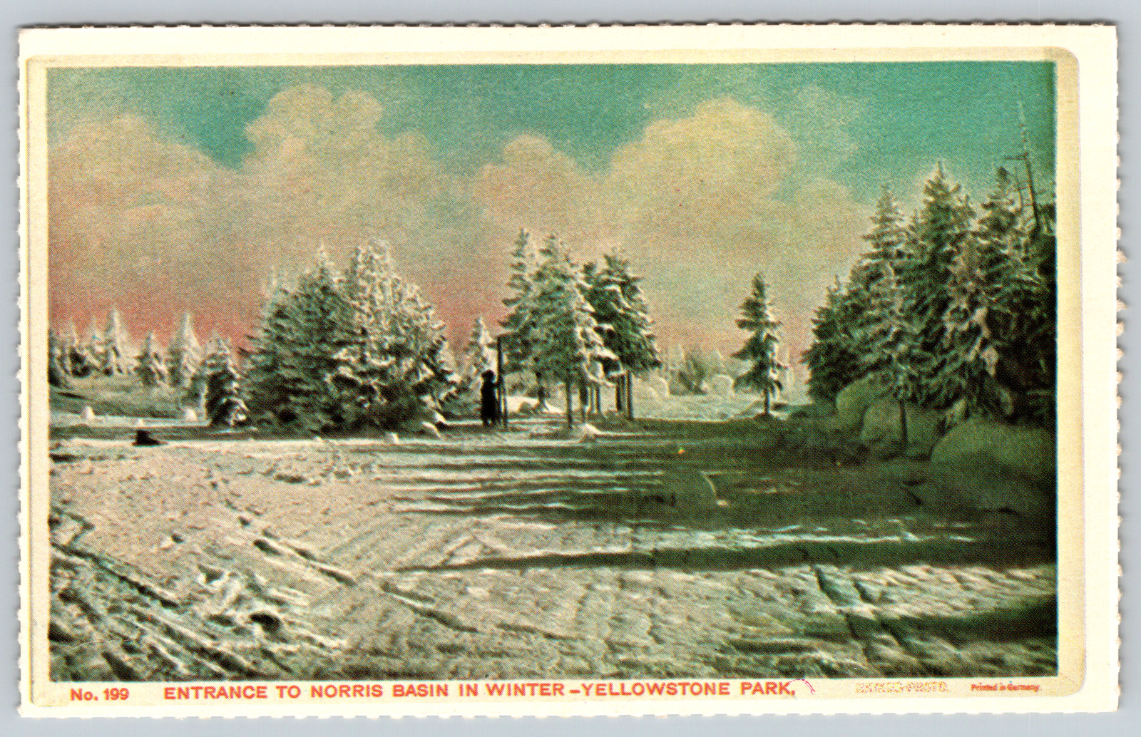 c1960s Entrance Norris Basin Winter Yellowstone Park Repro Vintage Postcard