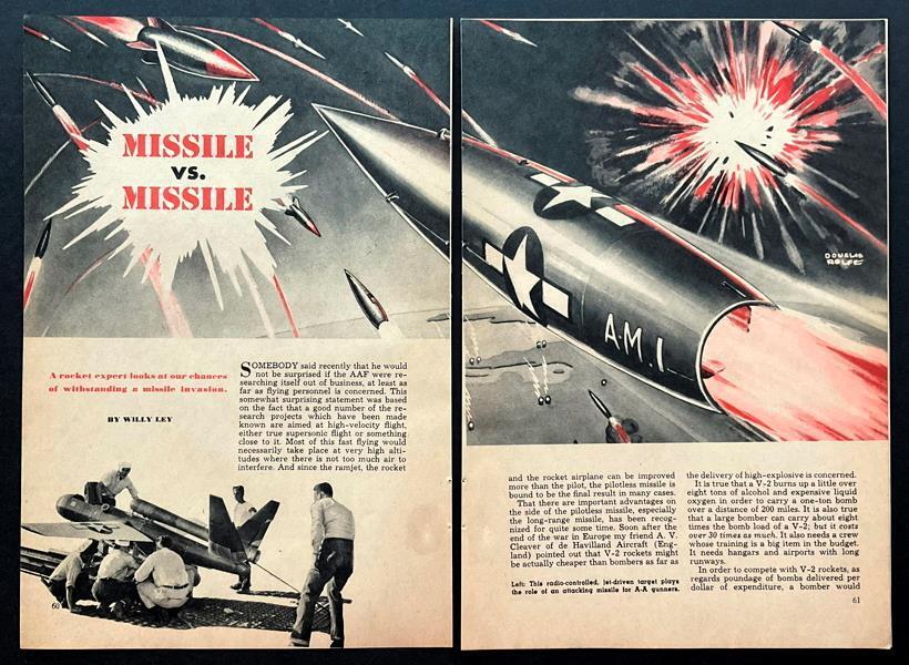 Anti-Missile Defense 1947 article “Missile vs. Missile” Willy Ley~Douglas Rolfe