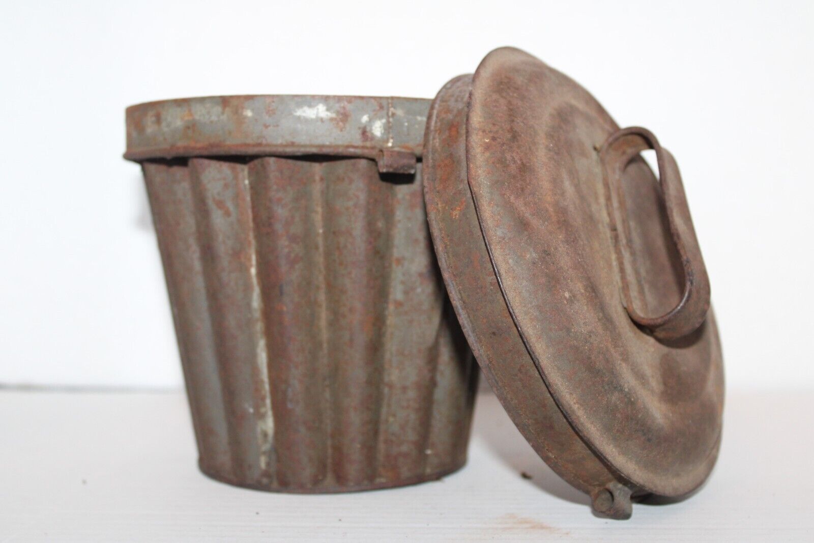 Antique Galvanized Bucket Steam Cake Tall Bundt Kitchen Canister/Jello Mold