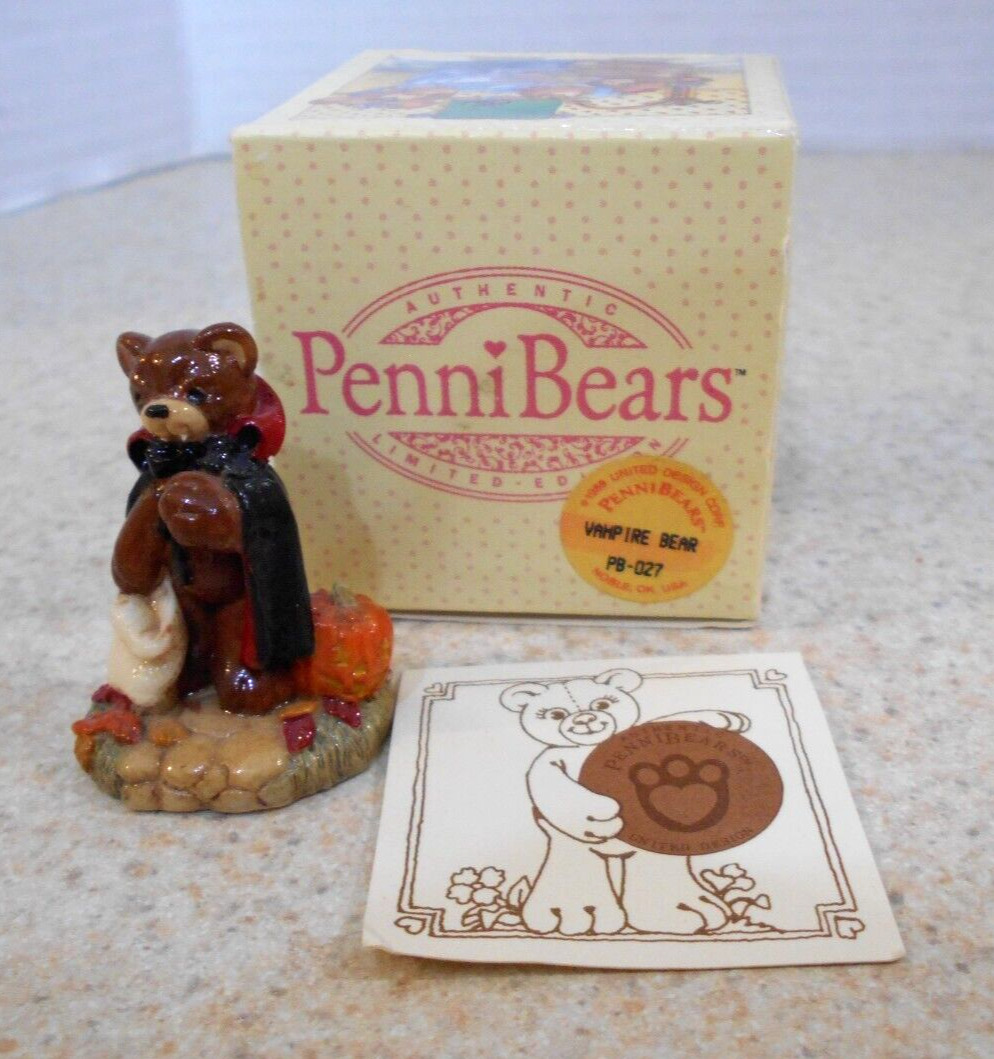 Vintage Penni Bears Vampire Bear  1990 Miniature Figure Halloween