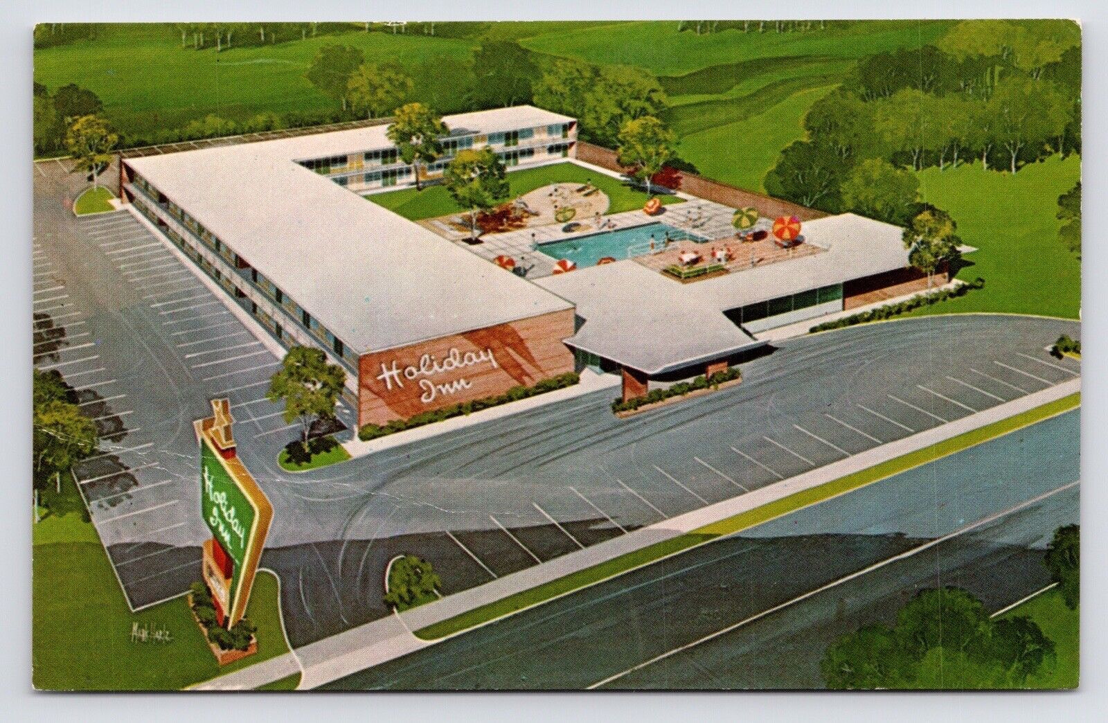 1960s~VTG La Crosse Wisconsin~Holiday Inn~Pettibone Island~Vintage WI Postcard