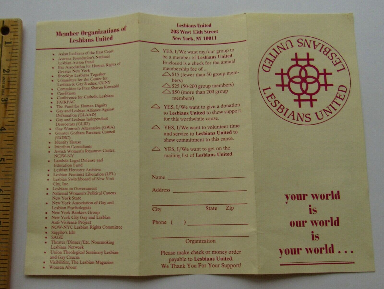 Brochure For Lesbians United  1960\'s/70\'s