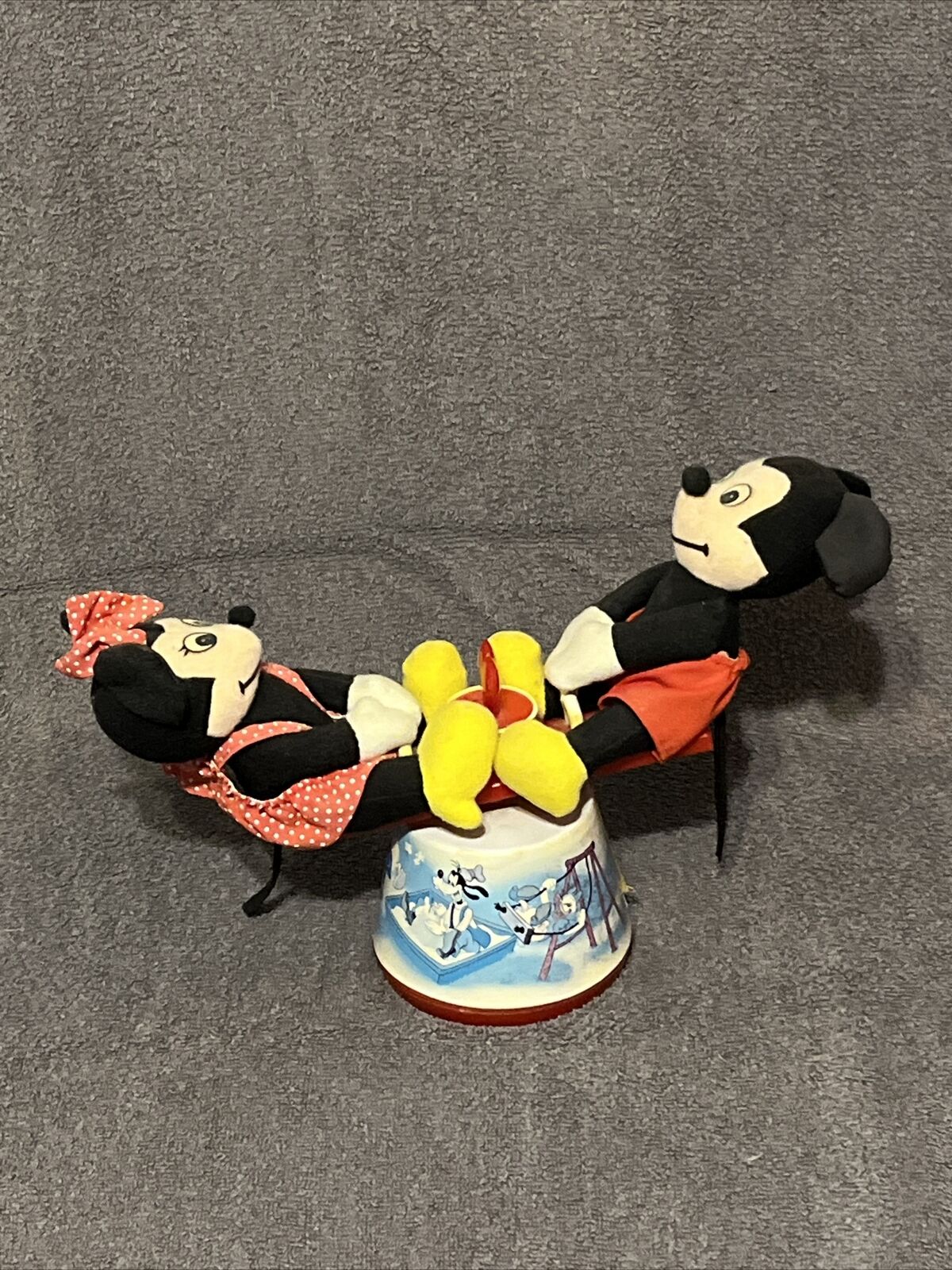 Vintage Mickey & Minnie Musical Teeter Totter Seesaw Disney Music Box - Works