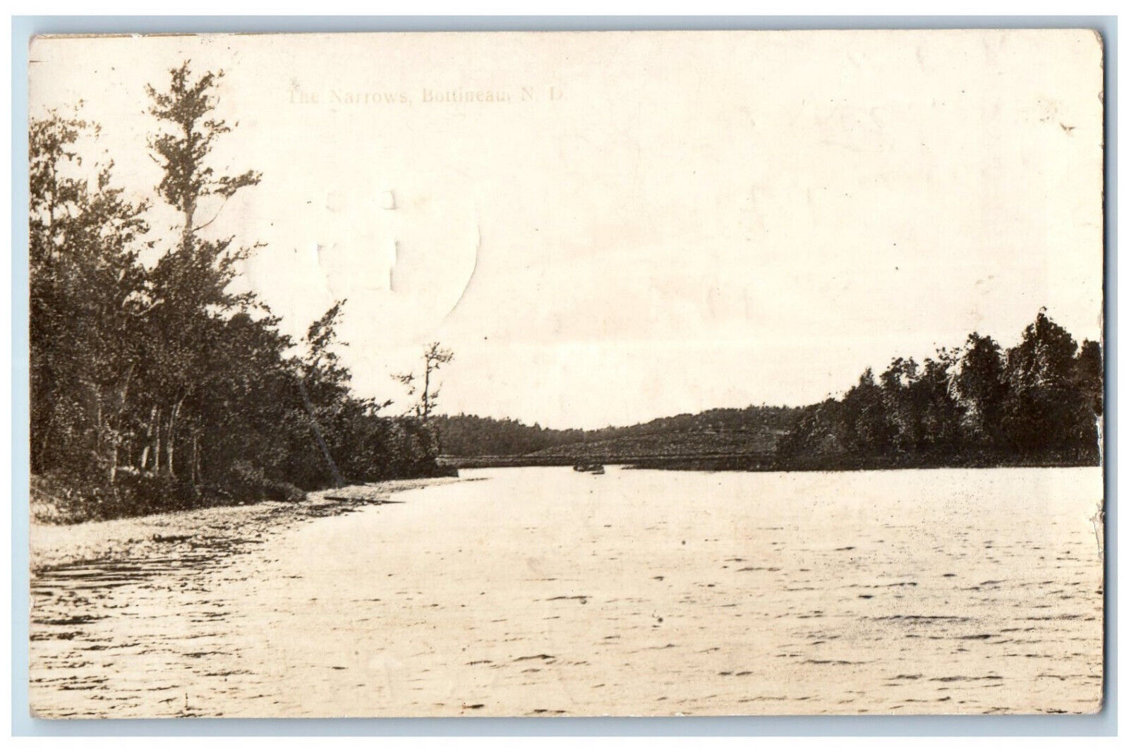Bottineau North Dakota ND Postcard The Narrows River Scene 1913 RPPC Photo
