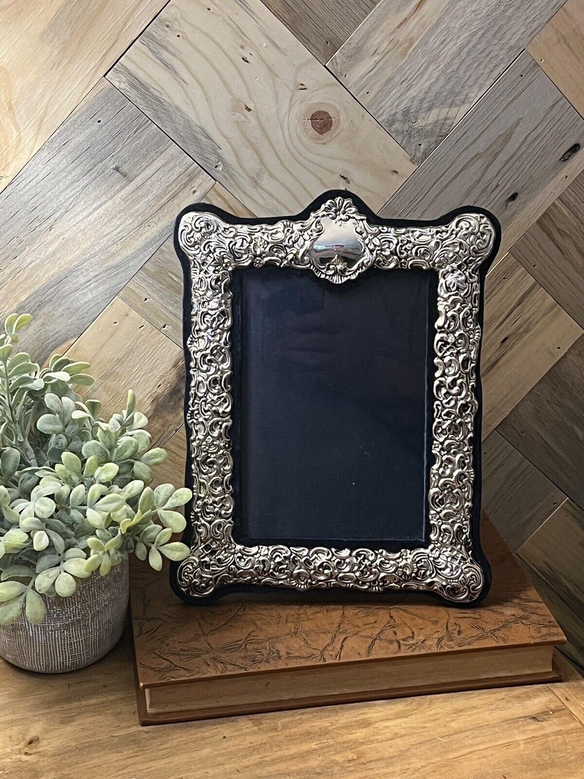 vintage embossed silver plated photo frame