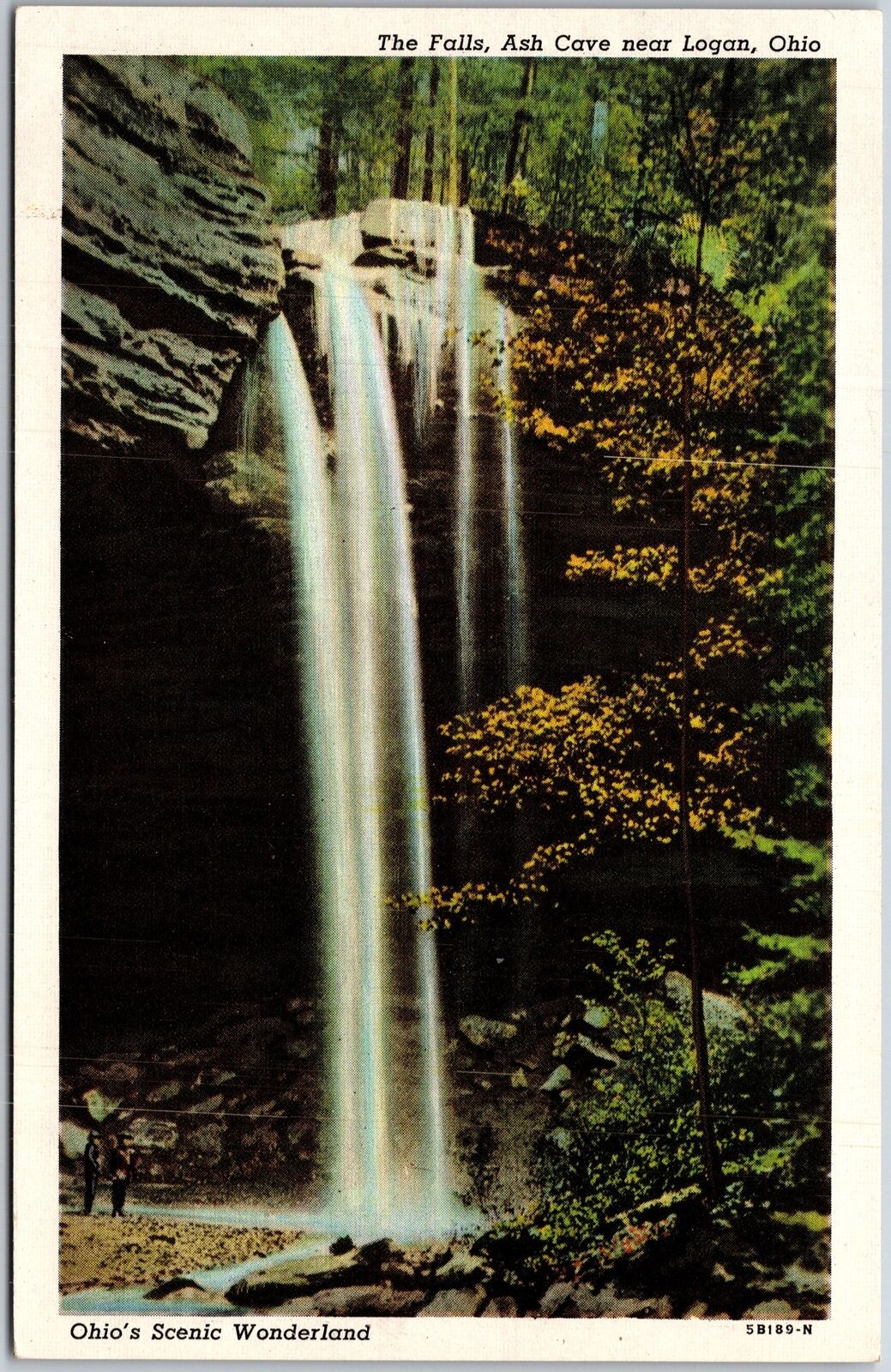 Logan Ohio, Scenic Wonderland, The Falls, Ash Cave, Waterfalls, Vintage Postcard