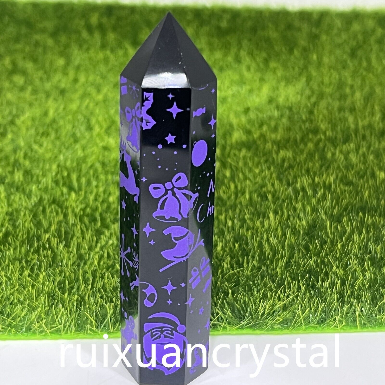 1pc Beautiful Natural Obsidian quartz crystal obelisk wand point Reiki healing