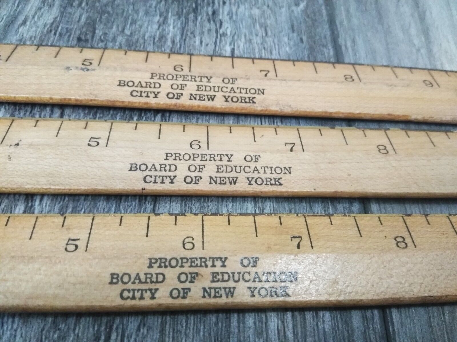 Vintage  Wooden Rulers City of NY Property Board of Education (3PK BUNDLE)