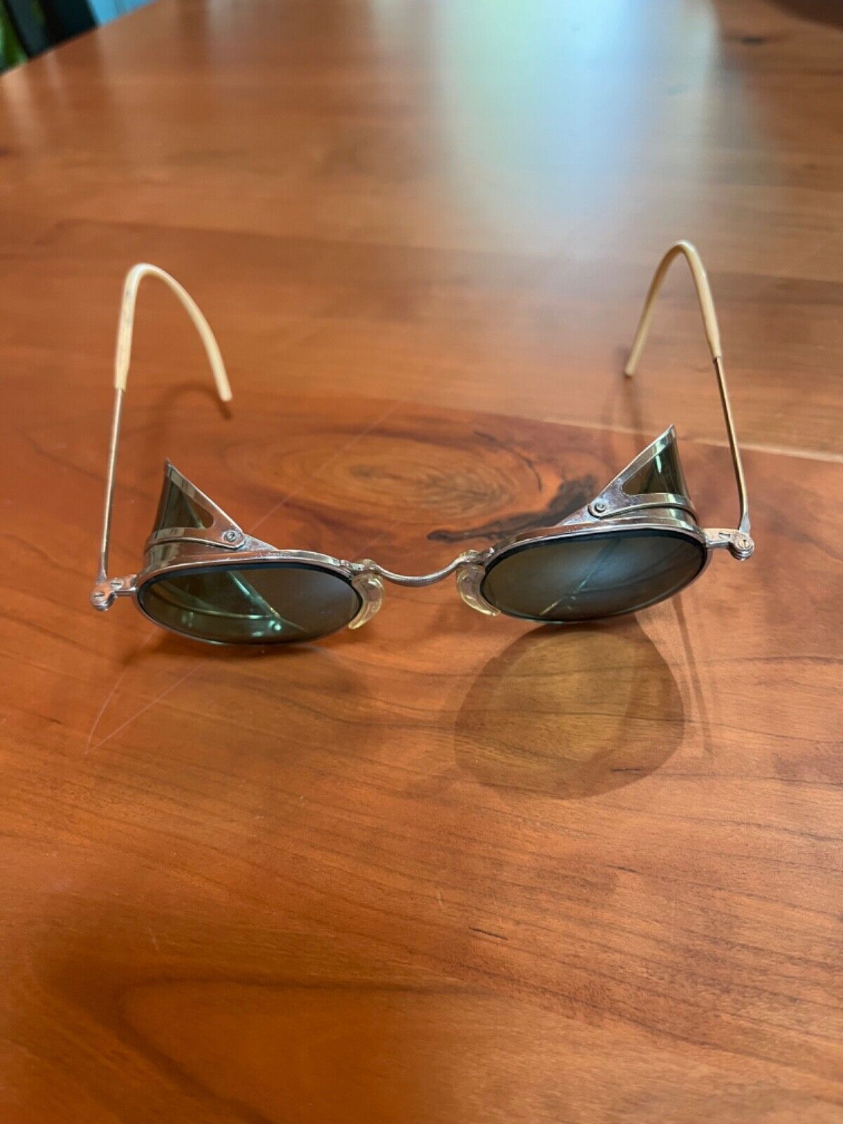 Vintage Green Side Shield Motorcycle Safety Glasses