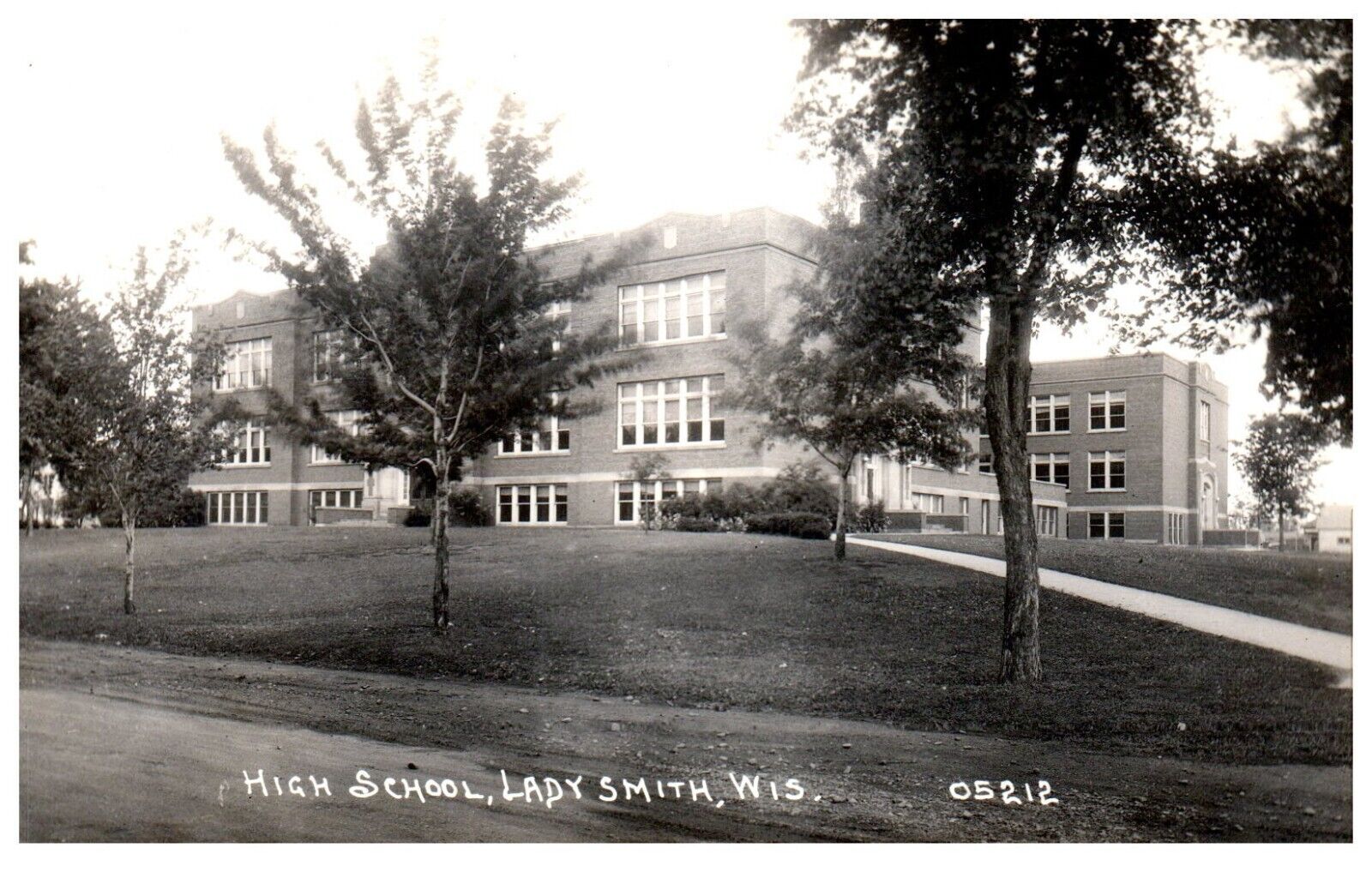 RPPC Ladysmith Wisconsin WI High School Real Photo Postcard c.1940 Unused