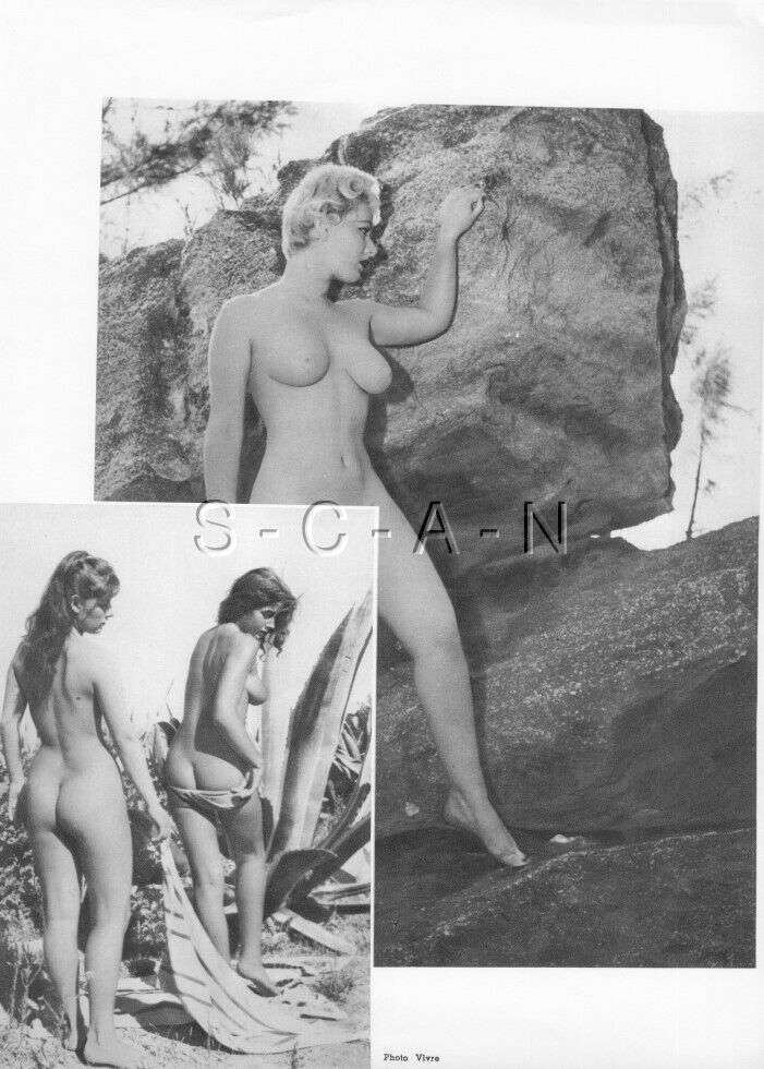 Org French 50s-70s Nude Large (9 x 12) Lithograph- Naturism- Women- Blond- Butt