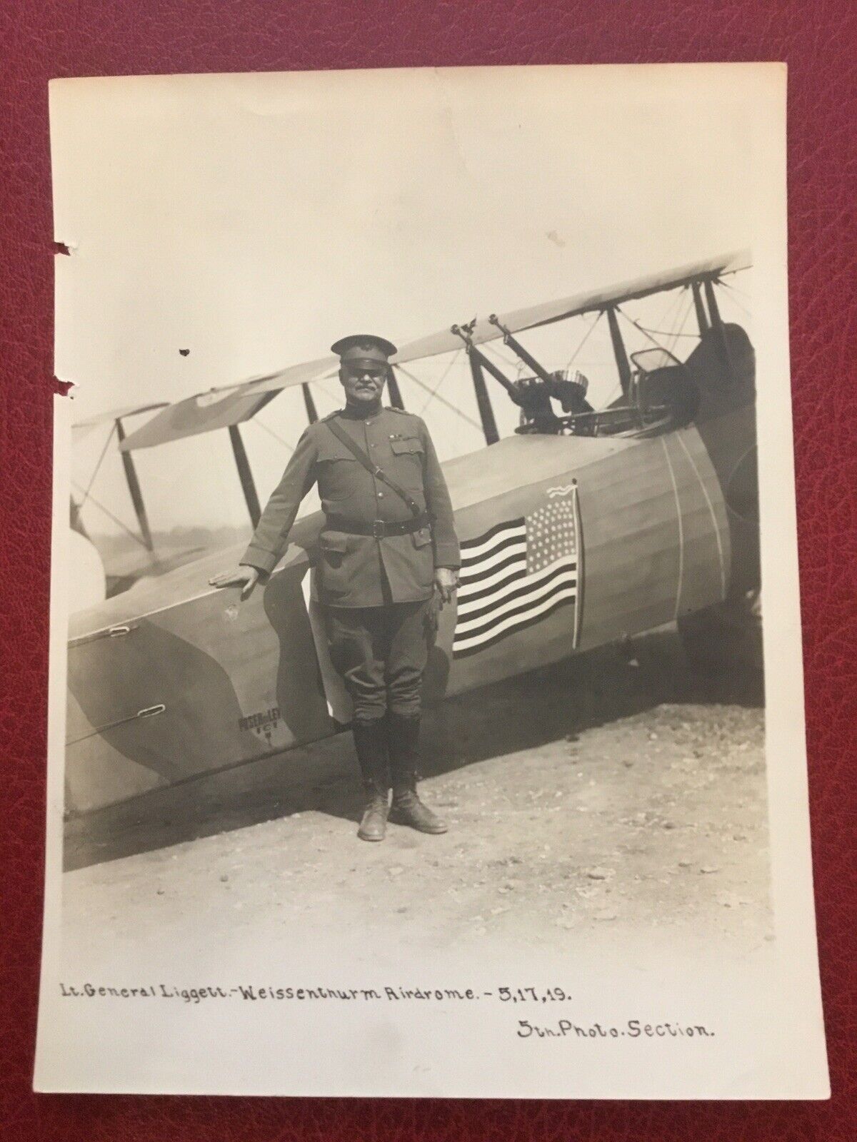 WW 1  7 x 9 Army Photo Lt Gen Hunter Liggett  Germany 1919 By Plane W Markings