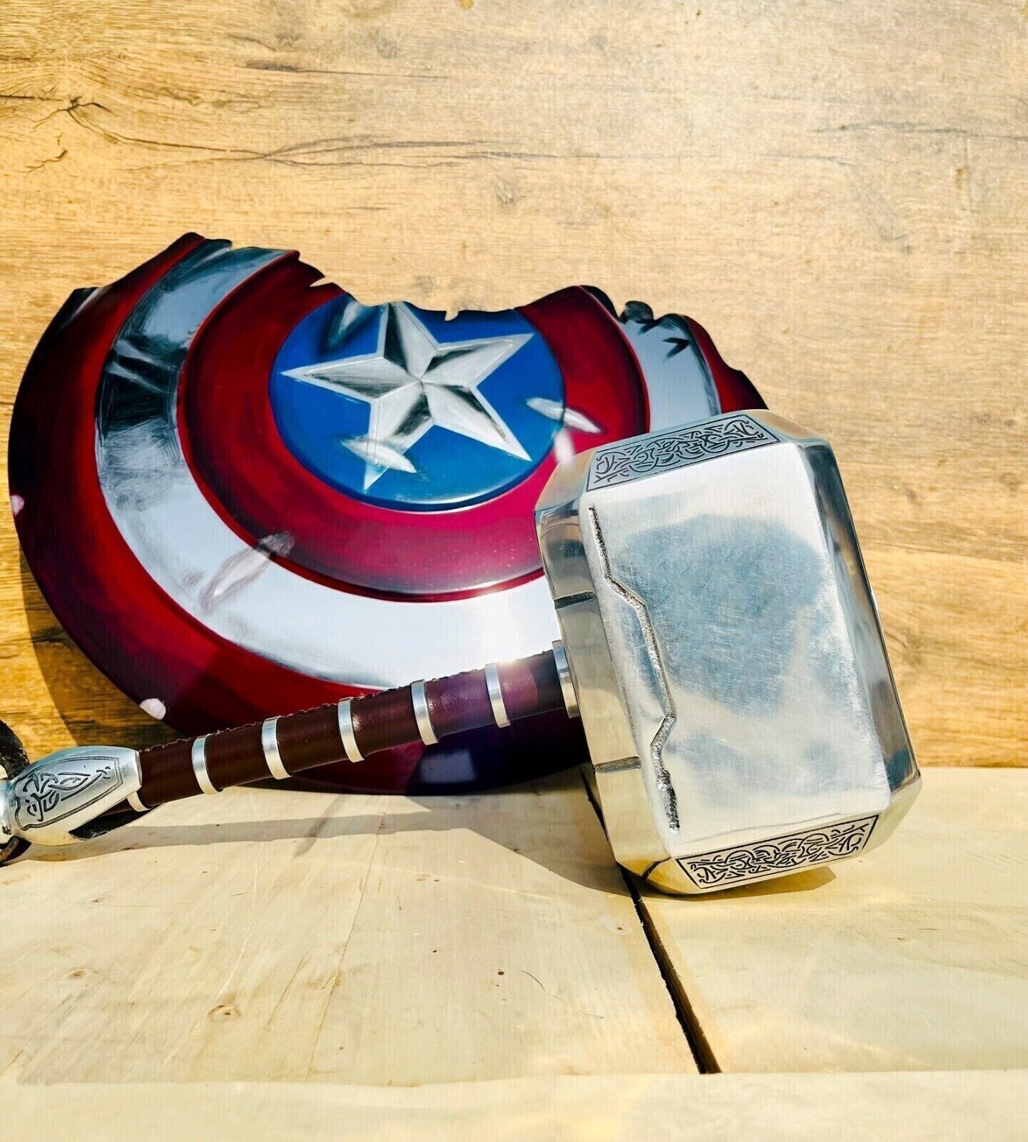 Marvel Legends Captain America with Broken Shield & Thor\'s Mjölnir Hammer