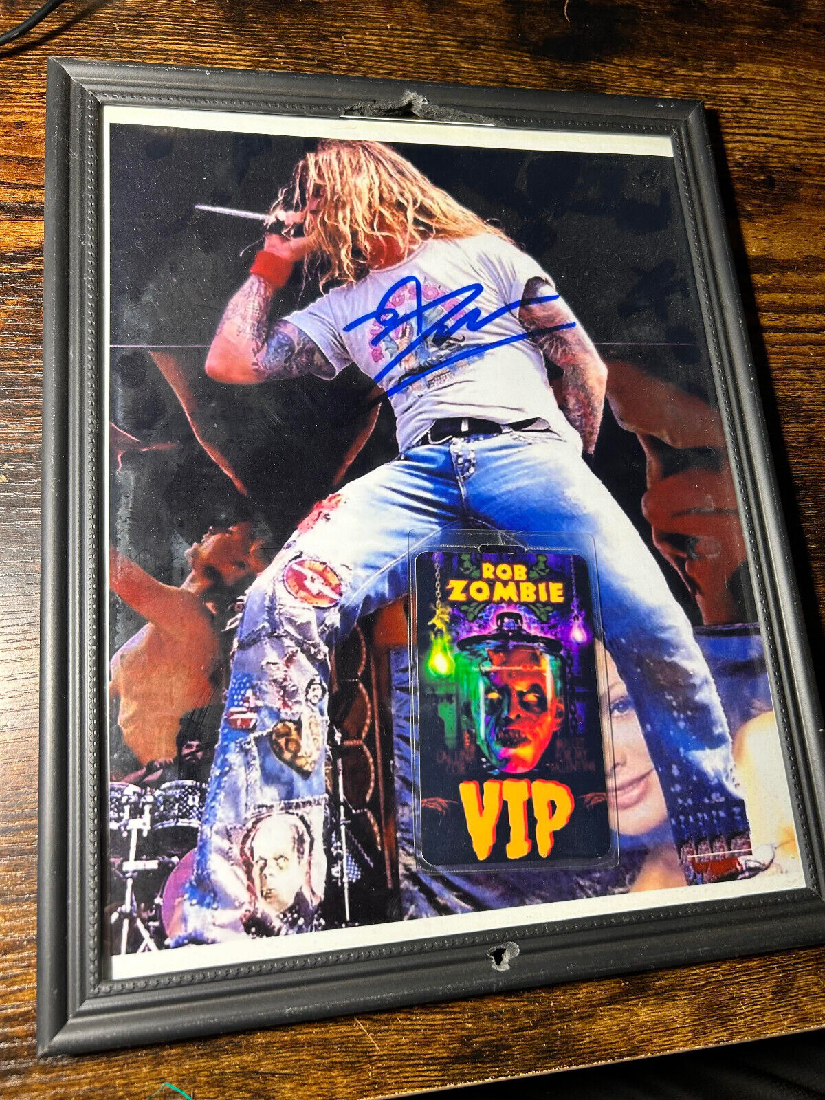 Rob Zombie signed  Framed photo reprint with VIP Laminate Pass