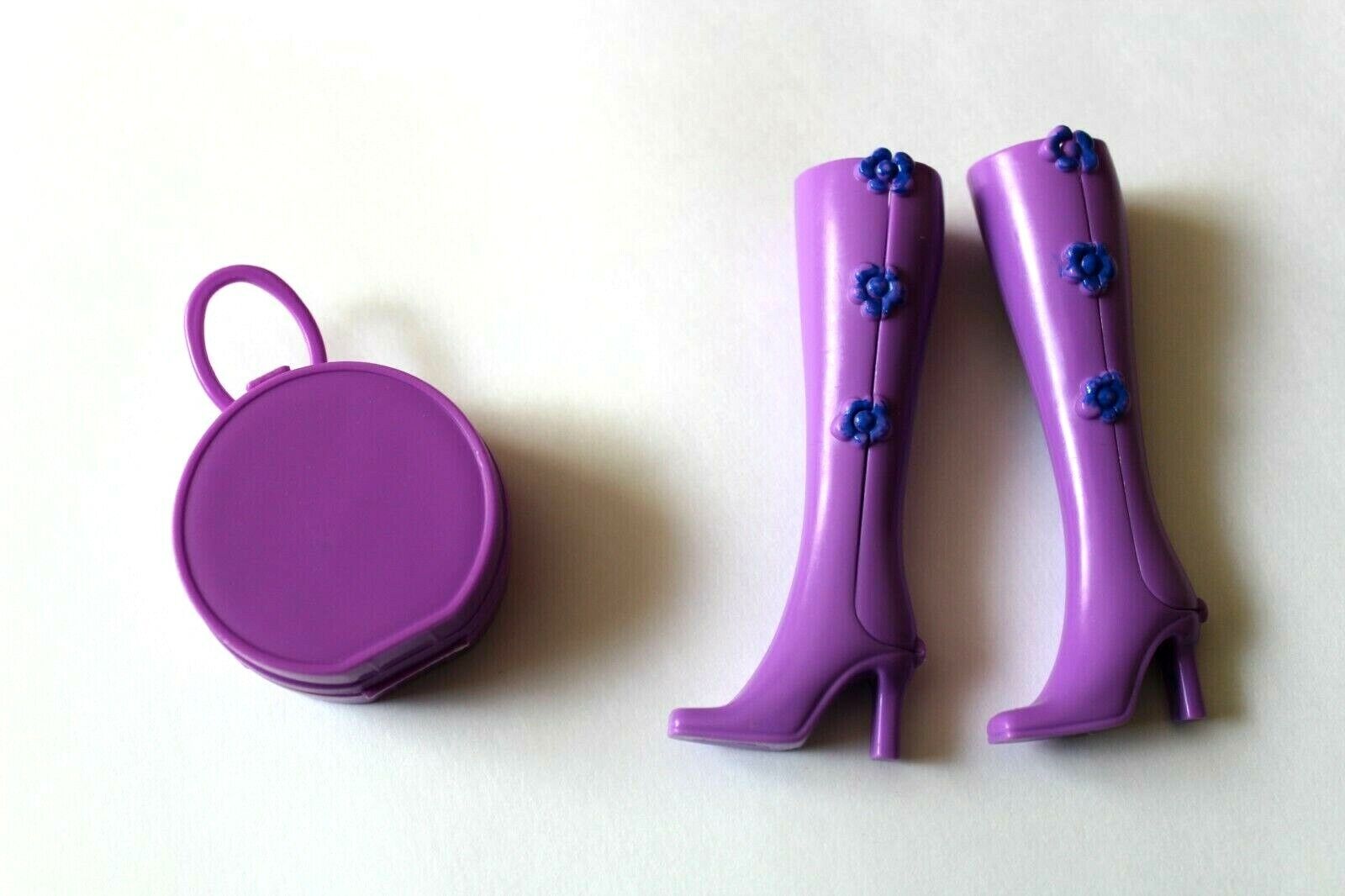 Barbie Doll Shoes - Purple High Heel Boots with Matching Purse 