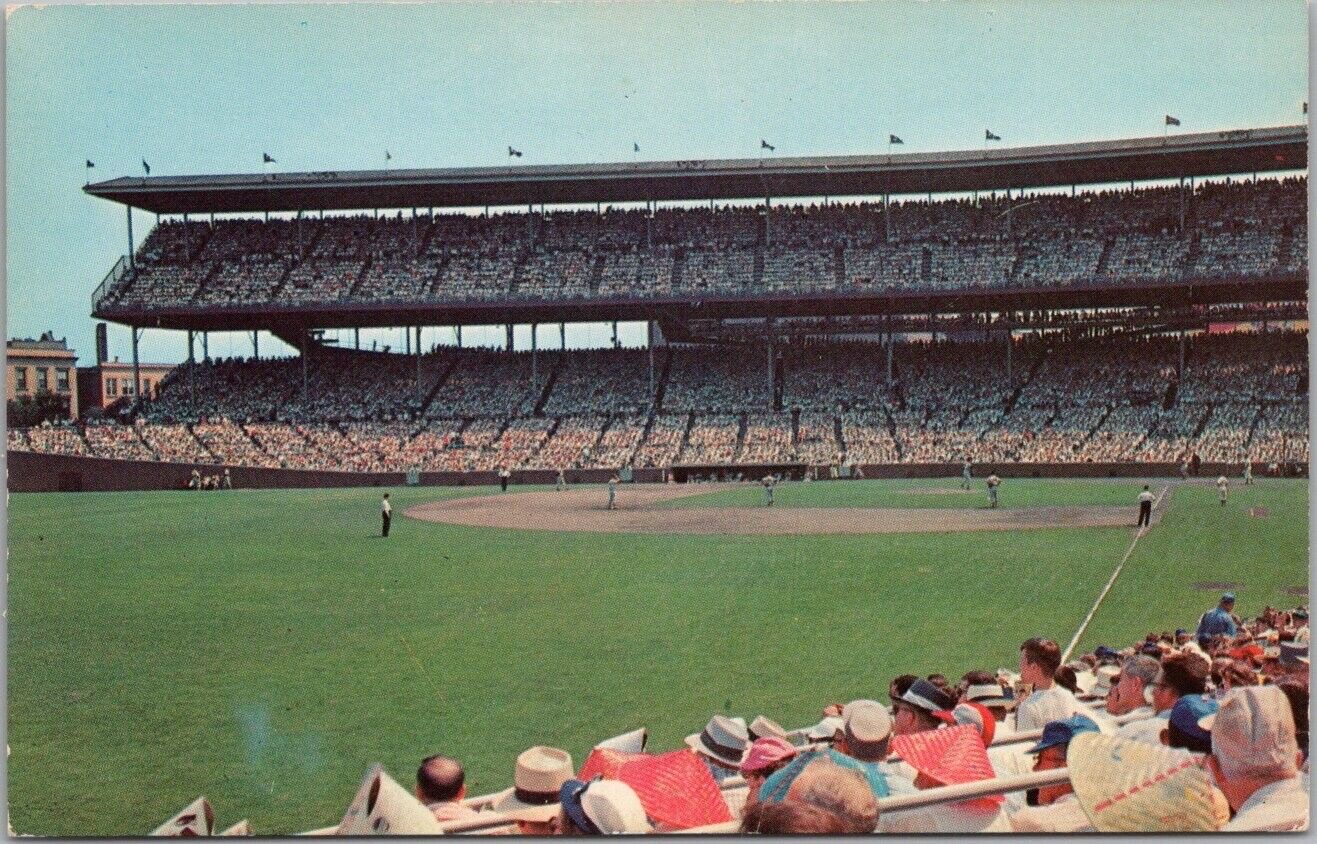 1950s WRIGLEY FIELD Chicago Postcard Interior View Cubs Baseball Stadium UNUSED