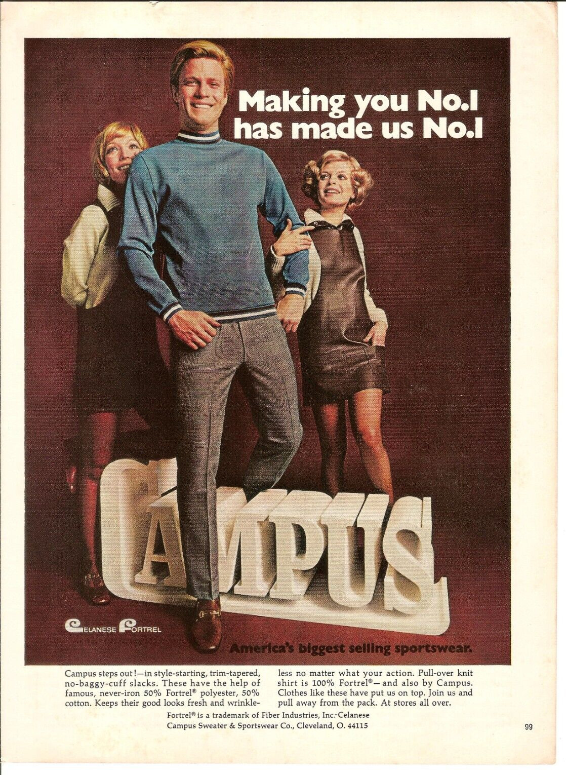 1969 Campus Men\'s Sportsware Vintage Magazine Ad