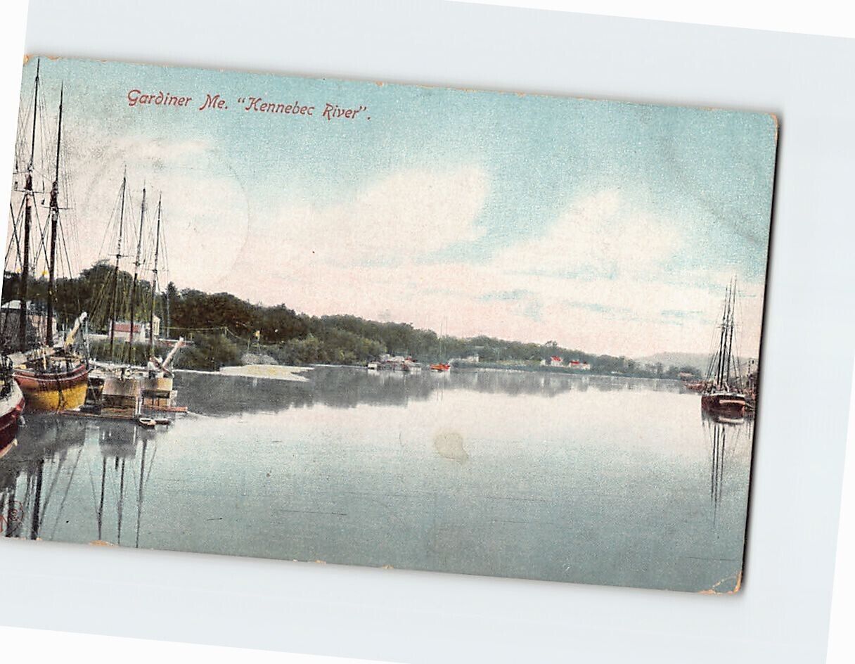 Postcard Kennebec River Gardiner Maine USA